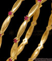 BR2926-2.4 Size Elegant Ruby Stone Gold Plated Bangle For Women BR2926-2.4 Size Elegant Ruby Stone Gold Plated Bangle For Women