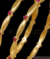 BR2926-2.4 Size Elegant Ruby Stone Gold Plated Bangle For Women BR2926-2.4 Size Elegant Ruby Stone Gold Plated Bangle For Women
