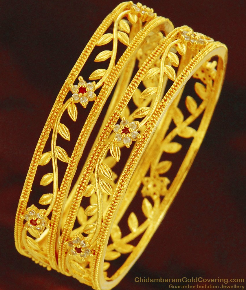 BS075-2.6 Size Unique Leaf Design Stone Bangle Set For Marriage BS075-2.6 Size Unique Leaf Design Stone Bangle Set For Marriage