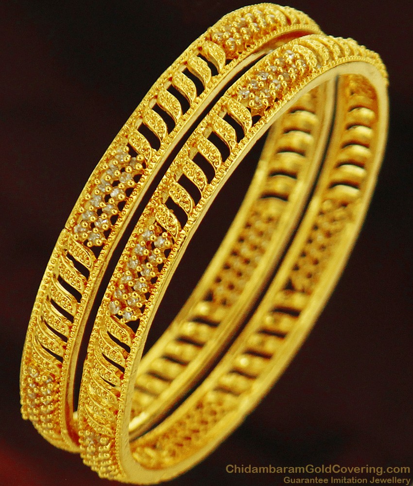 BS076-2.8 Size Gold Tone Zircon Stone Bangle Set For Marriage BS076-2.8 Size Gold Tone Zircon Stone Bangle Set For Marriage