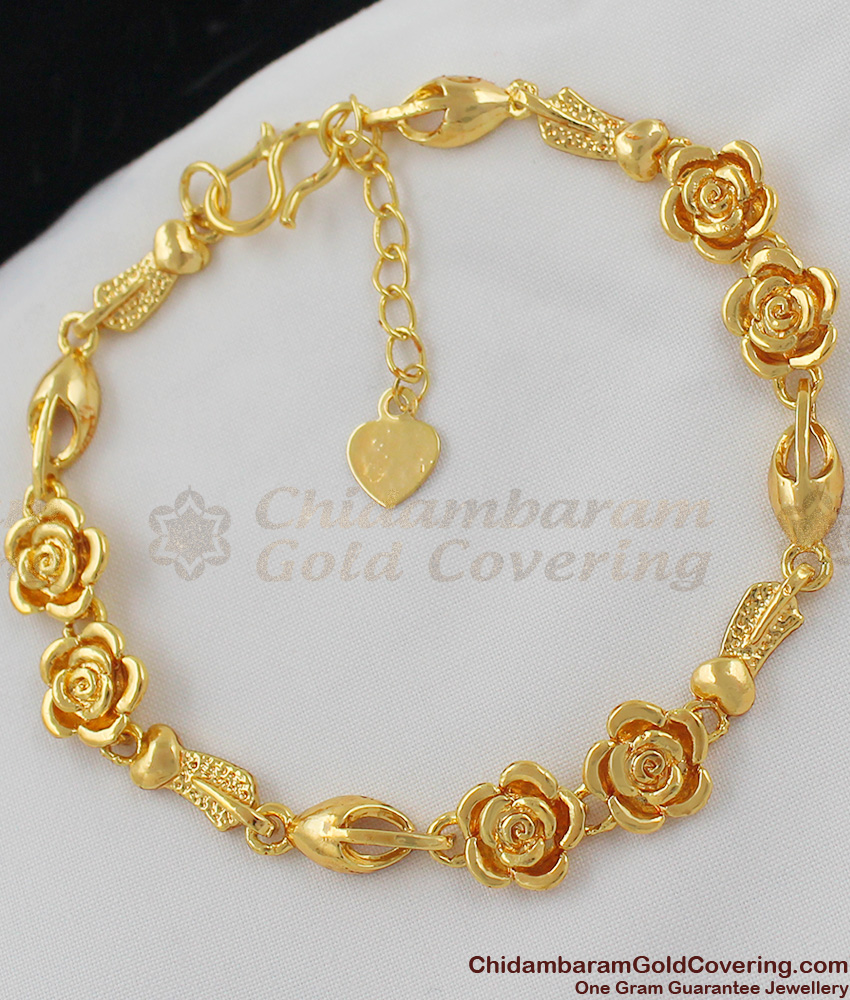 Rose Flower Trendy Gold Tone Women Bracelet Office Use BRAC030