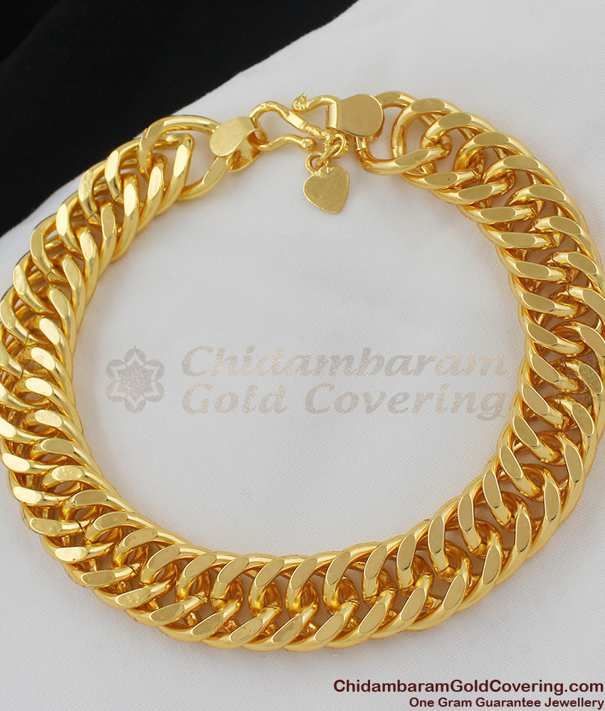 Solid Gold Pattern Heavy Thick Bracelet for Men BRAC039