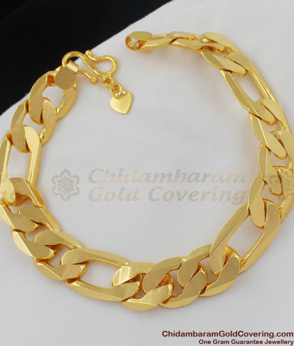 Buy Latest Gold Design Bracelet Double Line Broad 1 Gram Gold Bracelet for  Men