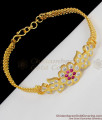 Beautiful Flower Design Impon Pink And White Stone Gold Bracelet Bridal Wear BRAC047