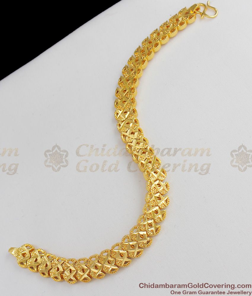 Buy New Model Broad Chain Bracelet 2 Gram Gold Plated Jewellery