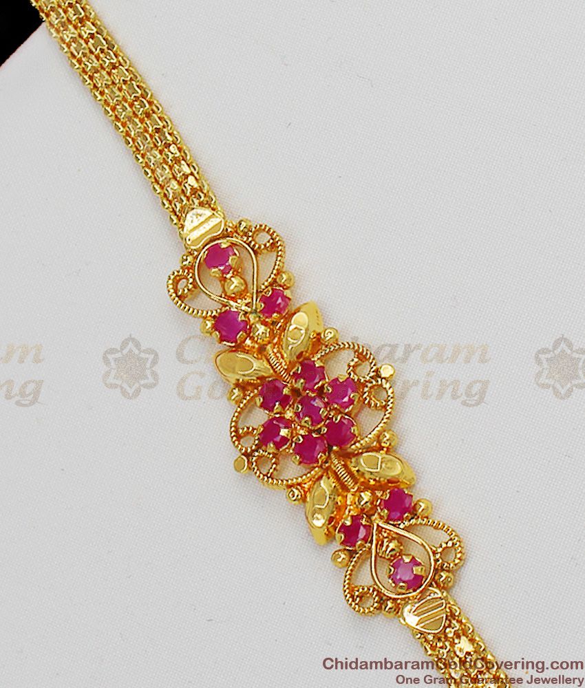 Beautiful Ruby Stone Gold Bracelet For Ladies Imitation Jewelry Low Price BRAC058
