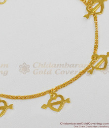 Thin Fancy Heart Design Gold Plated Bracelet For Ladies Daily Wear BRAC073 Thin Fancy Heart Design Gold Plated Bracelet For Ladies Daily Wear BRAC073