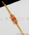 Watch Pattern Beautiful Ruby Stone Gold Plated Bracelet For Ladies BRAC078