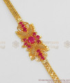 Watch Pattern Beautiful Ruby Stone Gold Plated Bracelet For Ladies BRAC078