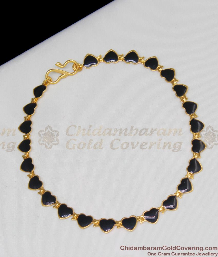 Gold Black Hearts Imitation Bracelet Party Wear Collection For Womens BRAC080