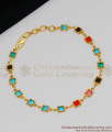 Multi Color Aqua Stone Gold Finish Bracelet For Ladies Latest Design BRAC086