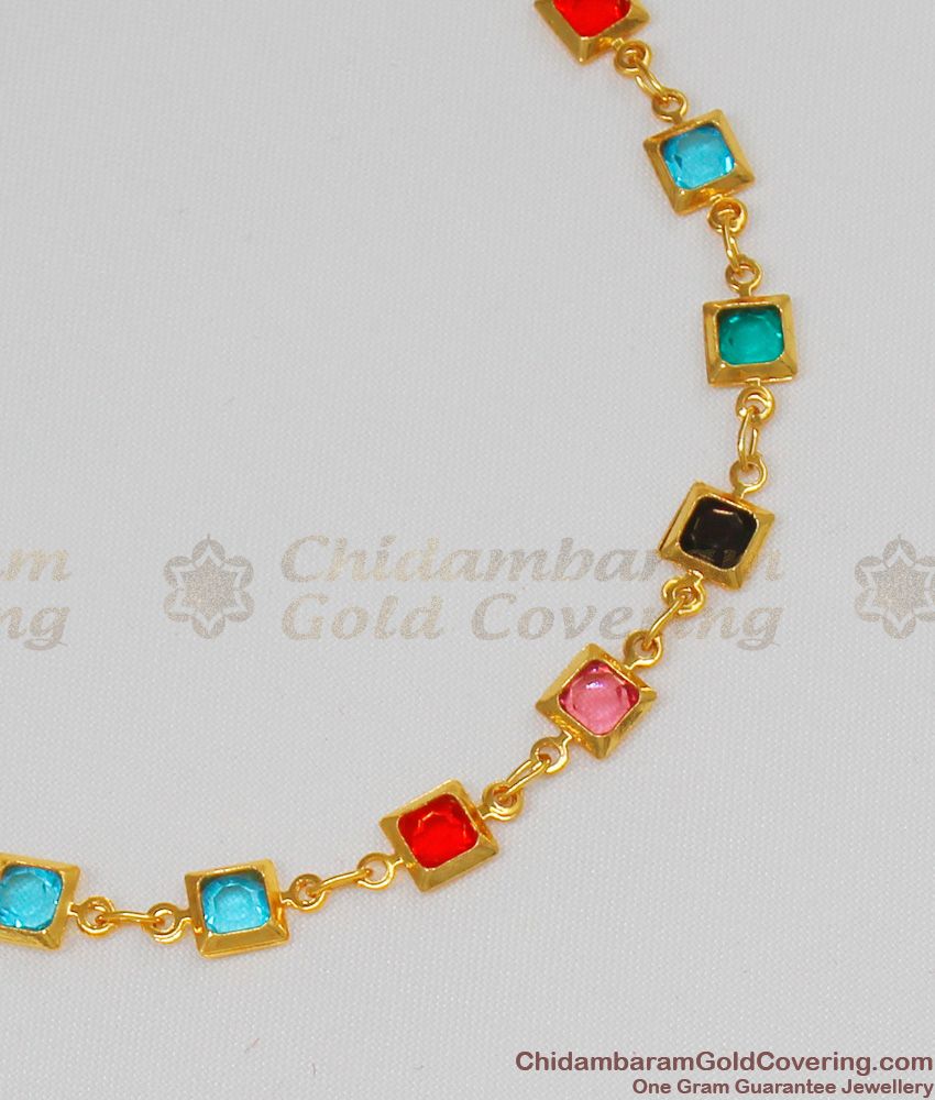 Multi Color Aqua Stone Gold Finish Bracelet For Ladies Latest Design BRAC086