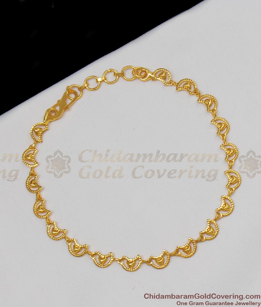 Thin Fancy Heart Design Light Weight Gold Bracelet For Daily Wear BRAC088 Thin Fancy Heart Design Light Weight Gold Bracelet For Daily Wear BRAC088