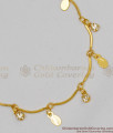 Thin Gold Inspired Leaf Design With Hanging White Stones Bracelet Daily Wear BRAC094