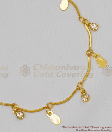 Thin Gold Inspired Leaf Design With Hanging White Stones Bracelet Daily Wear BRAC094 Thin Gold Inspired Leaf Design With Hanging White Stones Bracelet Daily Wear BRAC094