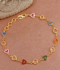 Teen Collections Gold Plated Fancy Bracelet Multi Color Enamel Heart BRAC1006 Teen Collections Gold Plated Fancy Bracelet Multi Color Enamel Heart BRAC1006