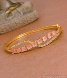 New Model Pink Ad Stone Gold Plated Bracelet Designs Shop Online BRAC1011