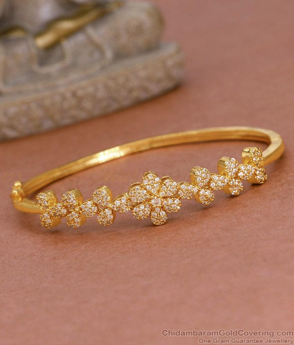 Beautiful Floral Design Ad Stone Gold Bracelet For Women Fashion BRAC1017