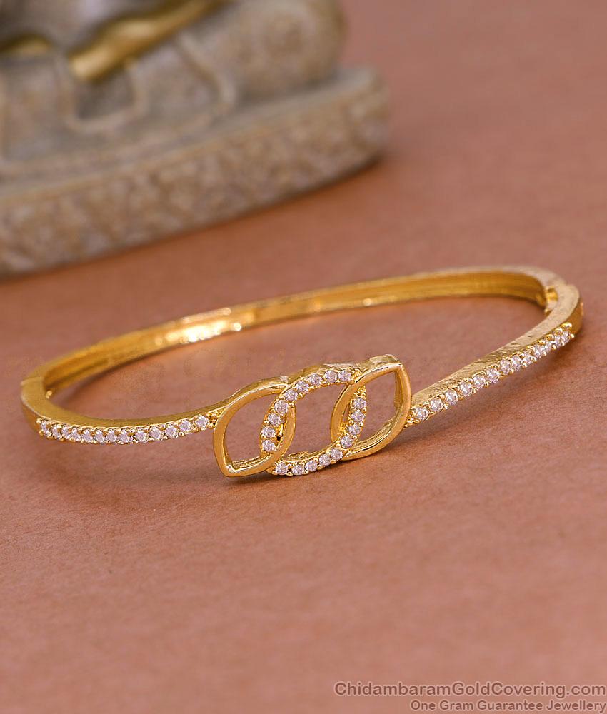 Stylish Light Weight One Gram Gold Bracelet White Stone Design BRAC1019 Stylish Light Weight One Gram Gold Bracelet White Stone Design BRAC1019