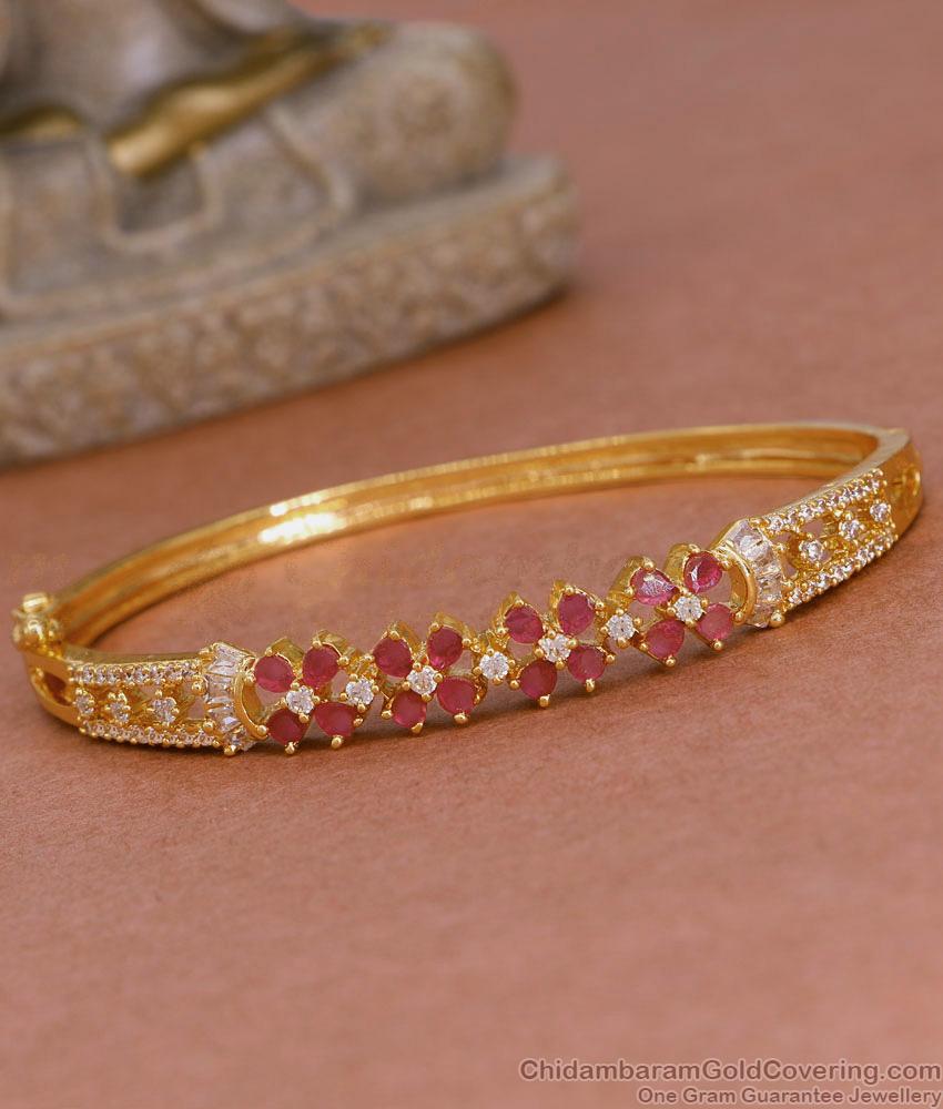 Stylish Party Wear Ruby White Stone Gold Bracelet Designs BRAC1024 Stylish Party Wear Ruby White Stone Gold Bracelet Designs BRAC1024