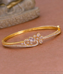 Luxurious Look Uncut Diamond Gold Bracelet Floral Design BRAC1025