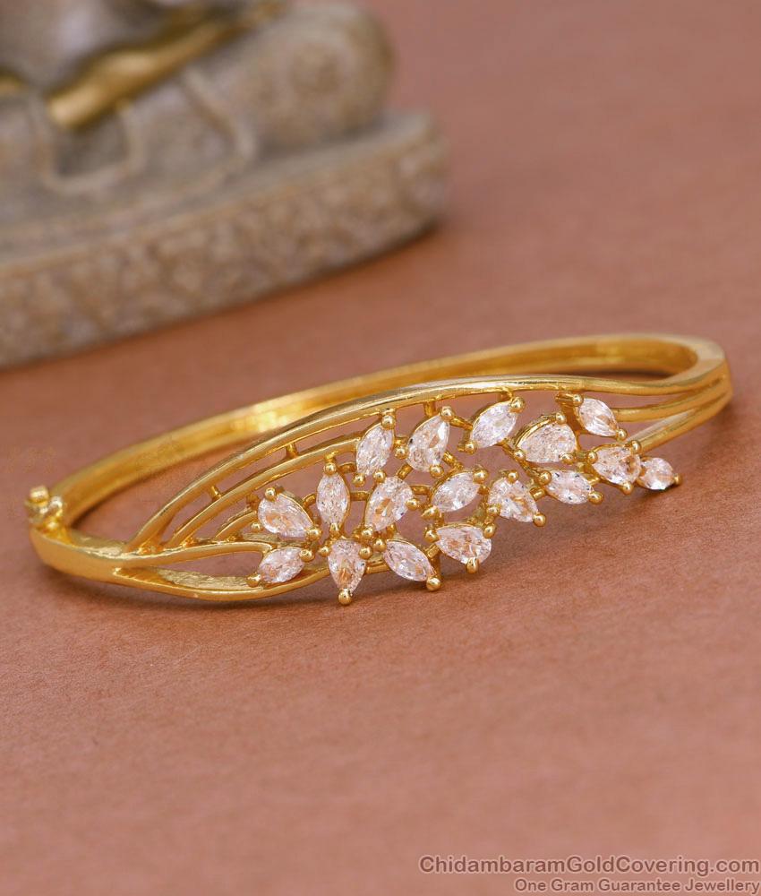 Beautiful Full White Stone Floral Design Gold Bracelet Designs Online BRAC1028 Beautiful Full White Stone Floral Design Gold Bracelet Designs Online BRAC1028