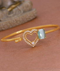 Beautiful Heart Shaped Diamond Bracelet With Blue Gemstone BRAC1031