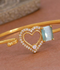 Beautiful Heart Shaped Diamond Bracelet With Blue Gemstone BRAC1031