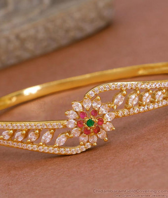 Bridal Wear Gold Plated Bracelet Multi Stone Design Online BRAC1032