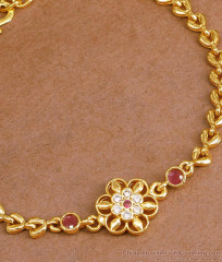 Simple Gold Design Ruby White Stone Bracelet Chain Type For Women BRAC1038 Simple Gold Design Ruby White Stone Bracelet Chain Type For Women BRAC1038