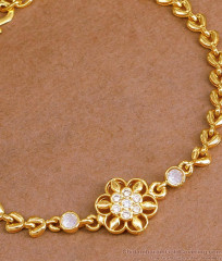 Beautiful White Stone Gold Plated Floral Bracelet Design Online BRAC1039 Beautiful White Stone Gold Plated Floral Bracelet Design Online BRAC1039
