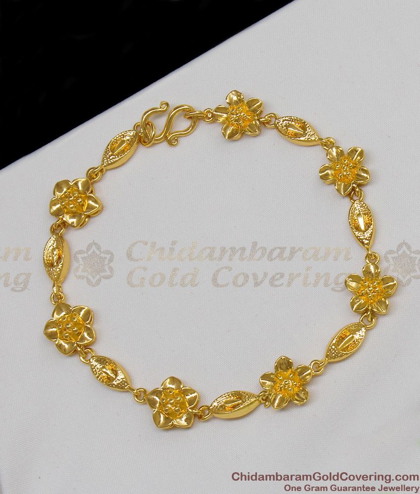 Party Wear Gold Tone Bracelet Flower Pattern Trendy Jewelry Collection BRAC104