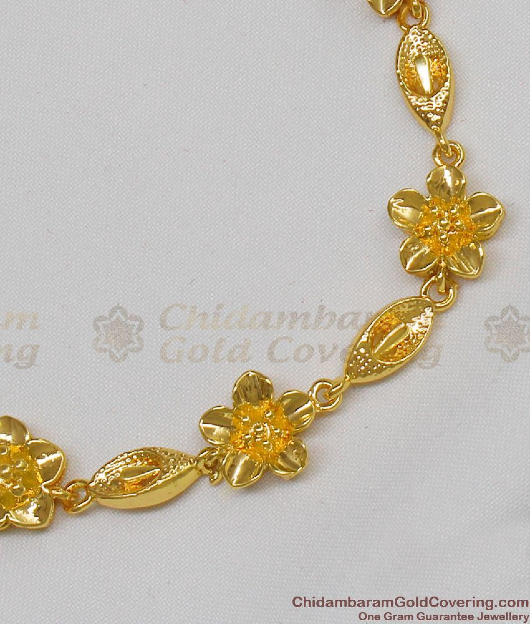 Party Wear Gold Tone Bracelet Flower Pattern Trendy Jewelry Collection ...
