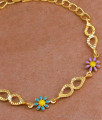 Light Weight Gold Chain Bracelet Colorful Flower Charm Design BRAC1042 Light Weight Gold Chain Bracelet Colorful Flower Charm Design BRAC1042