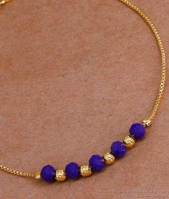 Trendy Gold Imitation Light Weight Bracelet Design With Blue Beads BRAC1045