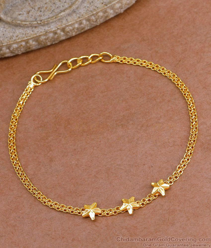 Daily Wear Plain Gold Bracelet Star Charms Design For Girls BRAC1046