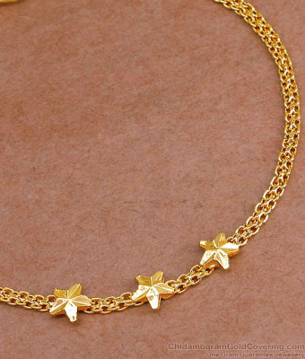 Daily Wear Plain Gold Bracelet Star Charms Design For Girls BRAC1046