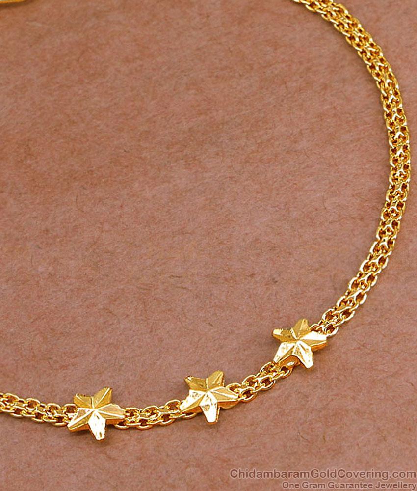 Daily Wear Plain Gold Bracelet Star Charms Design For Girls BRAC1046 Daily Wear Plain Gold Bracelet Star Charms Design For Girls BRAC1046