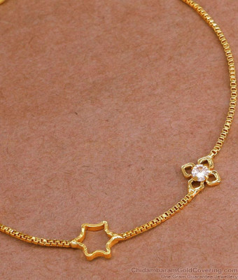 Thin 1 Gram Gold Ad Stone Bracelet Design For College Girls BRAC1049
