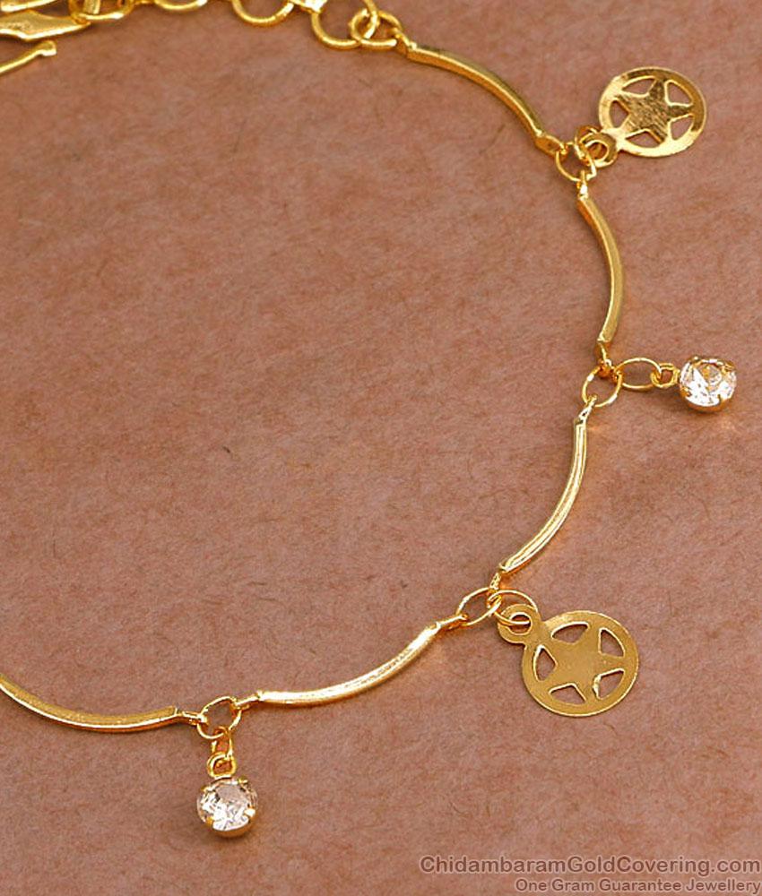Hanging Star Design Gold Imitation Bracelet Collections With Stone BRAC1050
