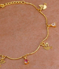 Stylish Ad Stone Light Weight Gold Bracelet Hanging Birds Design BRAC1051 Stylish Ad Stone Light Weight Gold Bracelet Hanging Birds Design BRAC1051