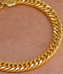 Plain Gold Plated Thick Mens Bracelet Design Shop Online BRAC1058