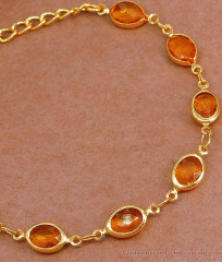 Attractive Orange Sapphire Stone Bracelet Gold Finish For Women Fashion BRAC1075 Attractive Orange Sapphire Stone Bracelet Gold Finish For Women Fashion BRAC1075