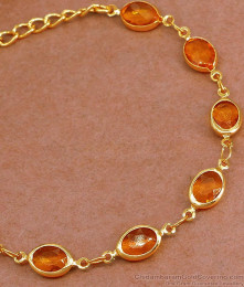 Attractive Orange Sapphire Stone Bracelet Gold Finish For Women Fashion BRAC1075