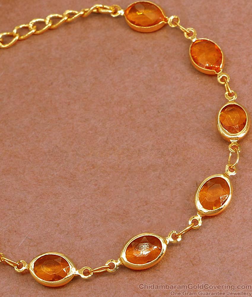 Attractive Orange Sapphire Stone Bracelet Gold Finish For Women Fashion BRAC1075