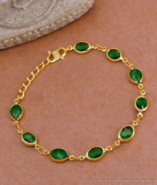 New Model Gold Imitation Emerald Stone Bracelet At Affordable Price BRAC1076