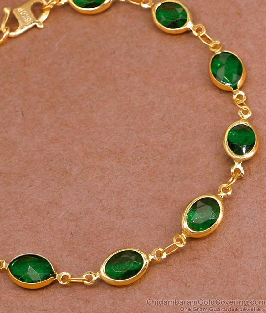 New Model Gold Imitation Emerald Stone Bracelet At Affordable Price BRAC1076