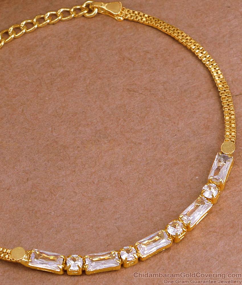 Light Weight Gold Imitation Chain Bracelet With White Diamond BRAC1078 Light Weight Gold Imitation Chain Bracelet With White Diamond BRAC1078