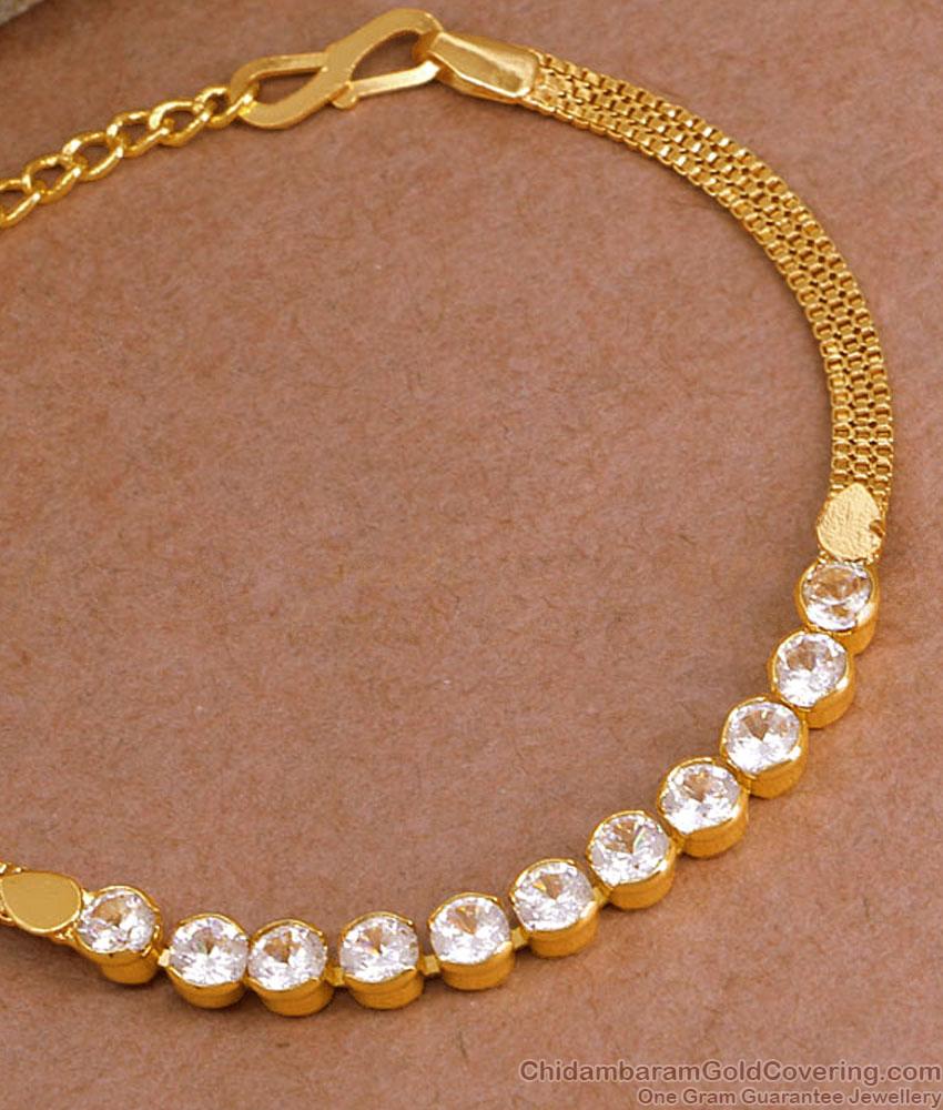 Sparkling American Diamond Gold Plated Bracelet Designs BRAC1081 Sparkling American Diamond Gold Plated Bracelet Designs BRAC1081