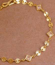 Stylish Ad Baby Pink Stone Gold Plated Chain Bracelet For Women Fashion BRAC1082